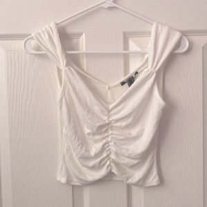 Cute white cropped well fitted top